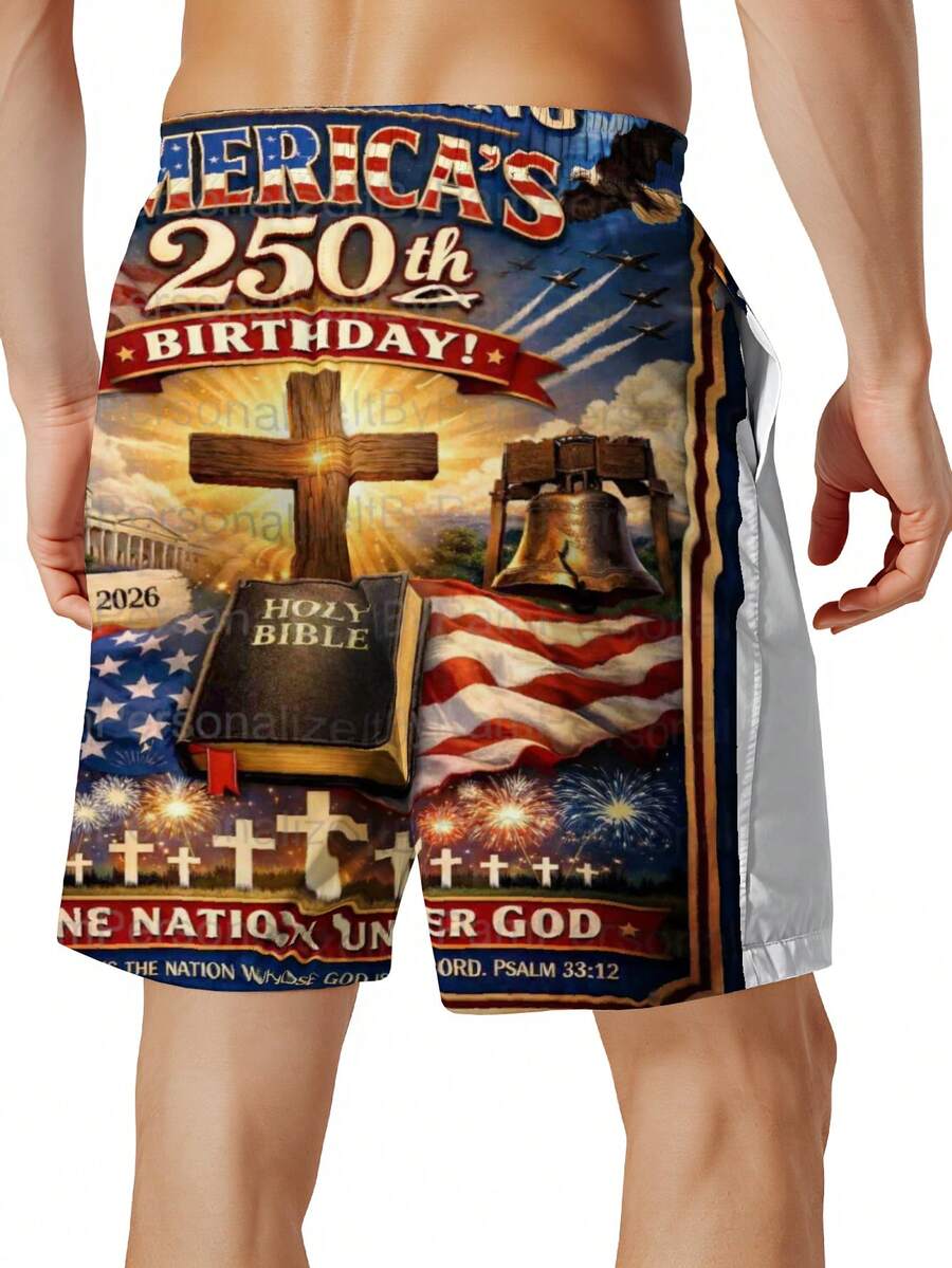 Mens Patriotic Swim Trunks 250 - مراجعة Swim Trunk Quick Dry وسعره