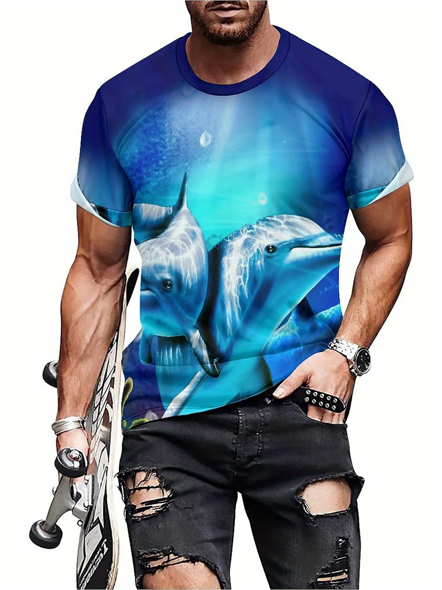 Men'S Ocean Animal Dolphin Pri - مراجعة Tee Graphic Print وسعره