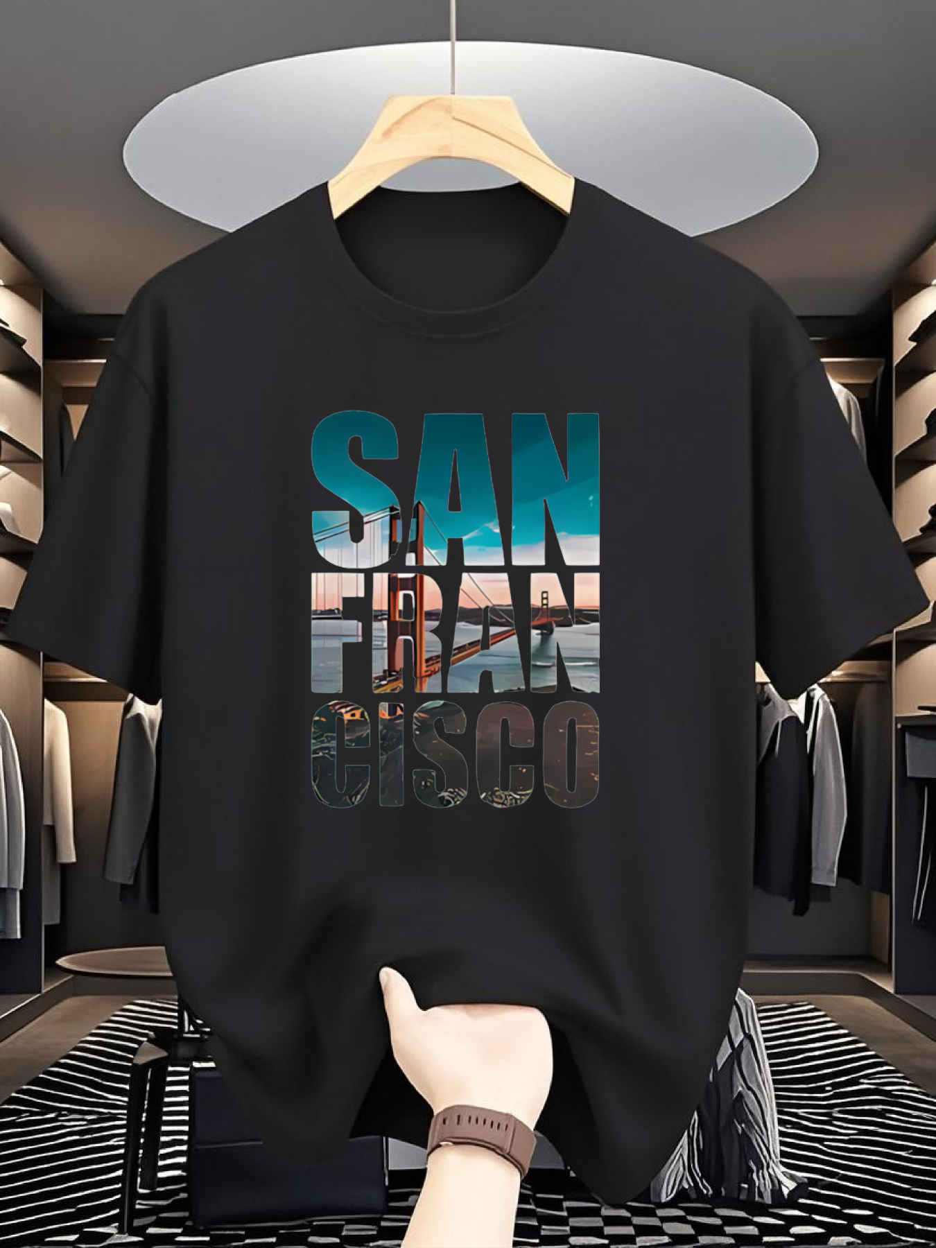 Men's SAN FRAN CISCO Graphic T - مراجعة Tee Graphic Print وسعره