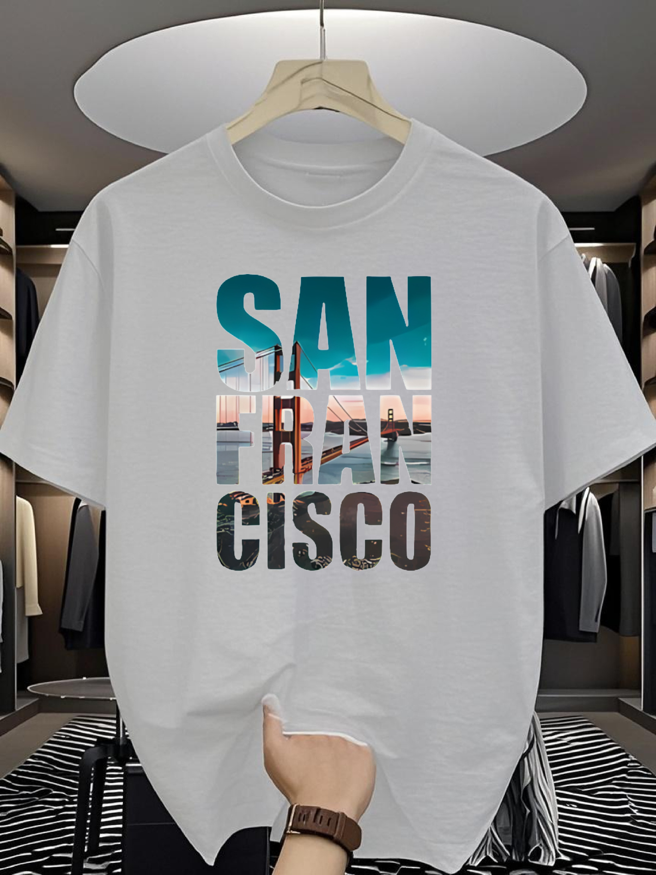 Men's SAN FRAN CISCO Graphic T - مراجعة Tee Graphic Print وسعره