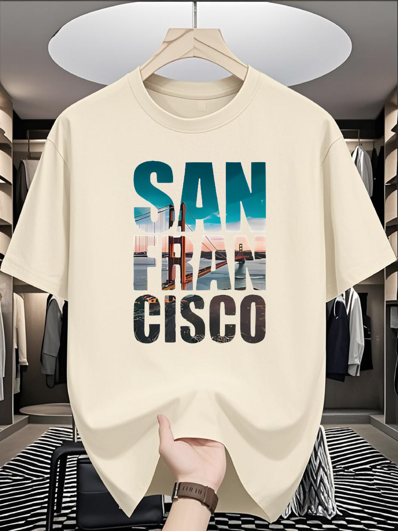 Men's SAN FRAN CISCO Graphic T - مراجعة Tee Graphic Print وسعره