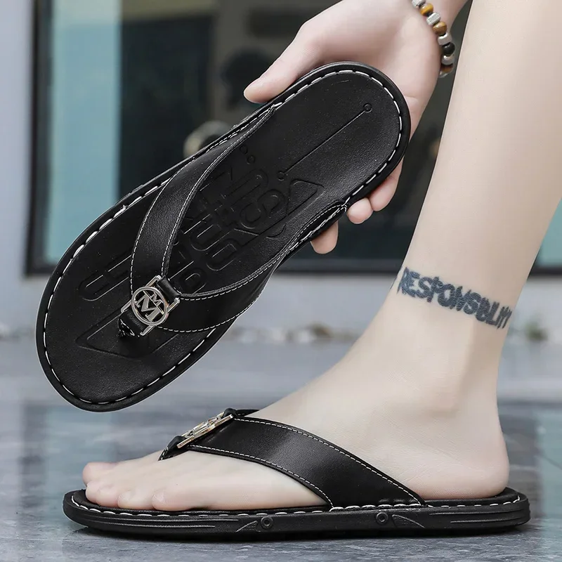 Men's Flip-flops Solid Color w - مراجعة Flip Flop Leather Men وسعره