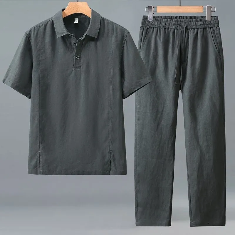 Men Plus Size Summer Linen Two - مراجعة Short Linen Drawstring وسعره