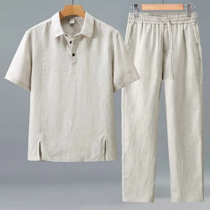 Men Plus Size Summer Linen Two - مراجعة Short Linen Drawstring وسعره