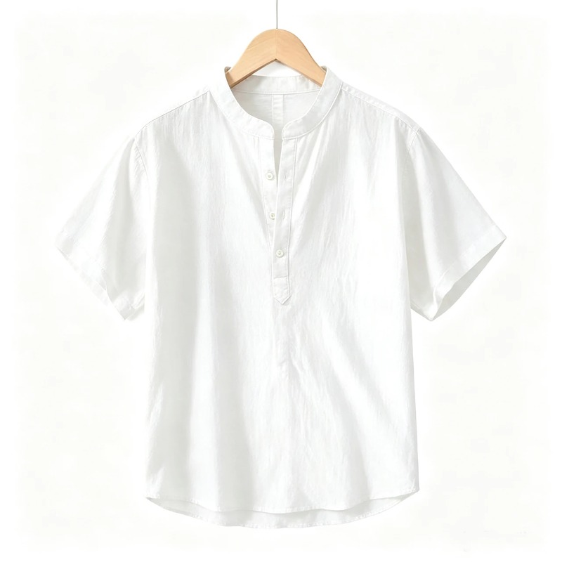 Men Cotton Linen Short-Sleeve  - مراجعة Linen Shirt Breathable وسعره
