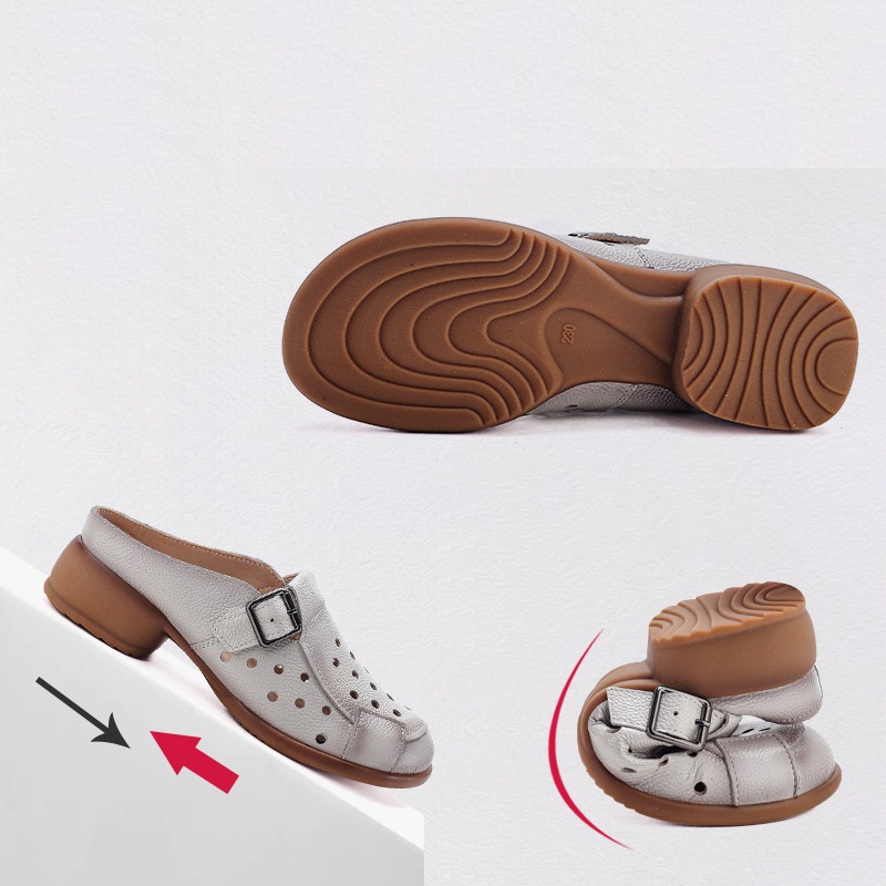 New Cow leather low heel sanda - مراجعة Casual Sandal Leather وسعره