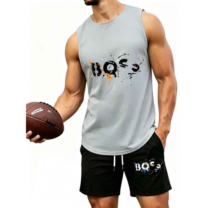 Men's  Graffiti Letter Print 2 - مراجعة Tank Top Muscle وسعره