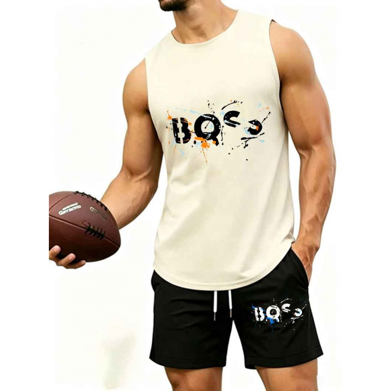 Men's  Graffiti Letter Print 2 - مراجعة Tank Top Muscle وسعره