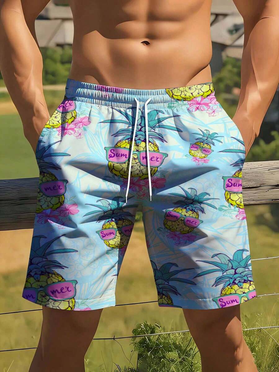 Mens Summer Pineapple Print Sw - مراجعة Swim Trunk Quick Dry وسعره