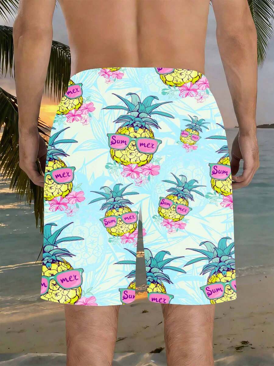 Mens Summer Pineapple Print Sw - مراجعة Swim Trunk Quick Dry وسعره