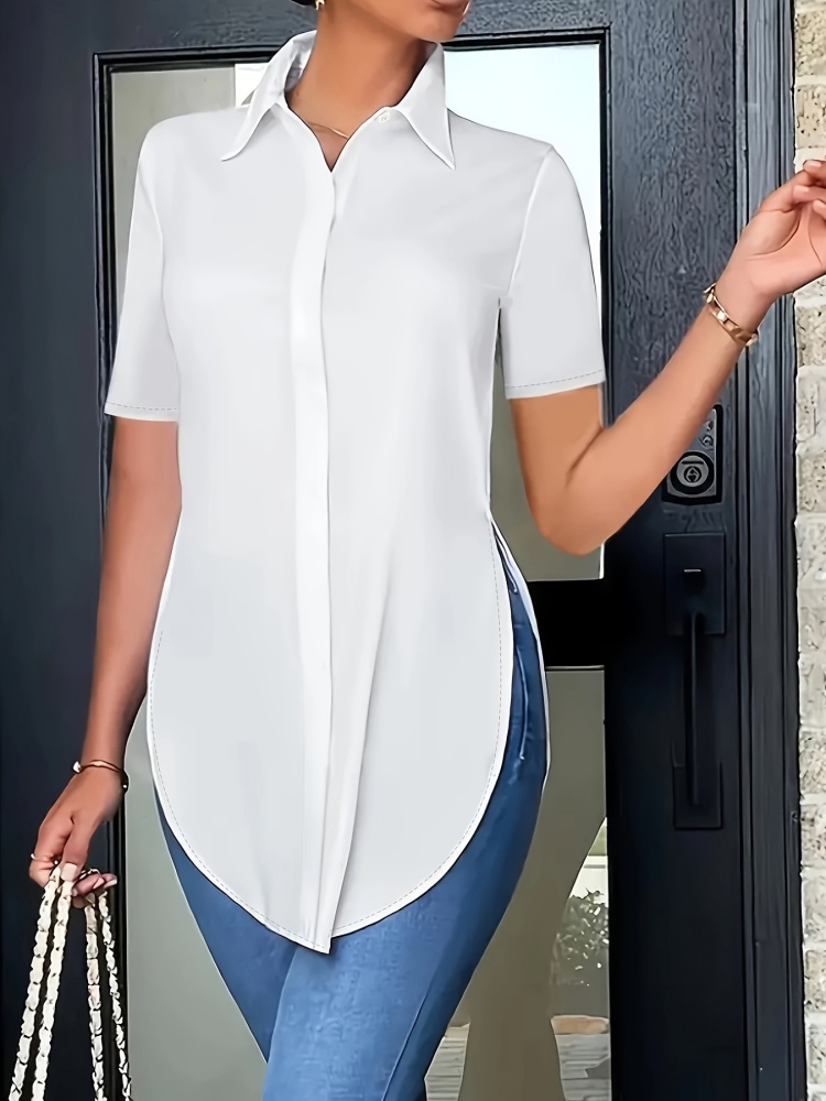Plus Size Women Office Lady Wh - مراجعة Shirt Camp Collar وسعره