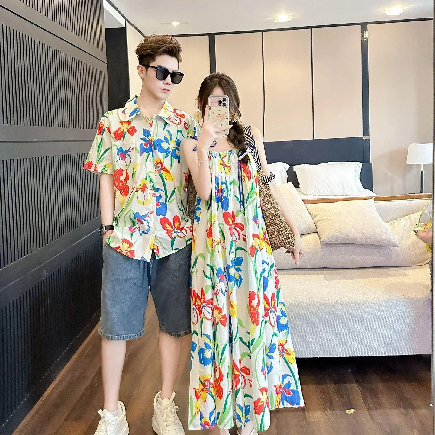 VacationClothes Korean Mommy a - مراجعة Resort Shirt Floral وسعره
