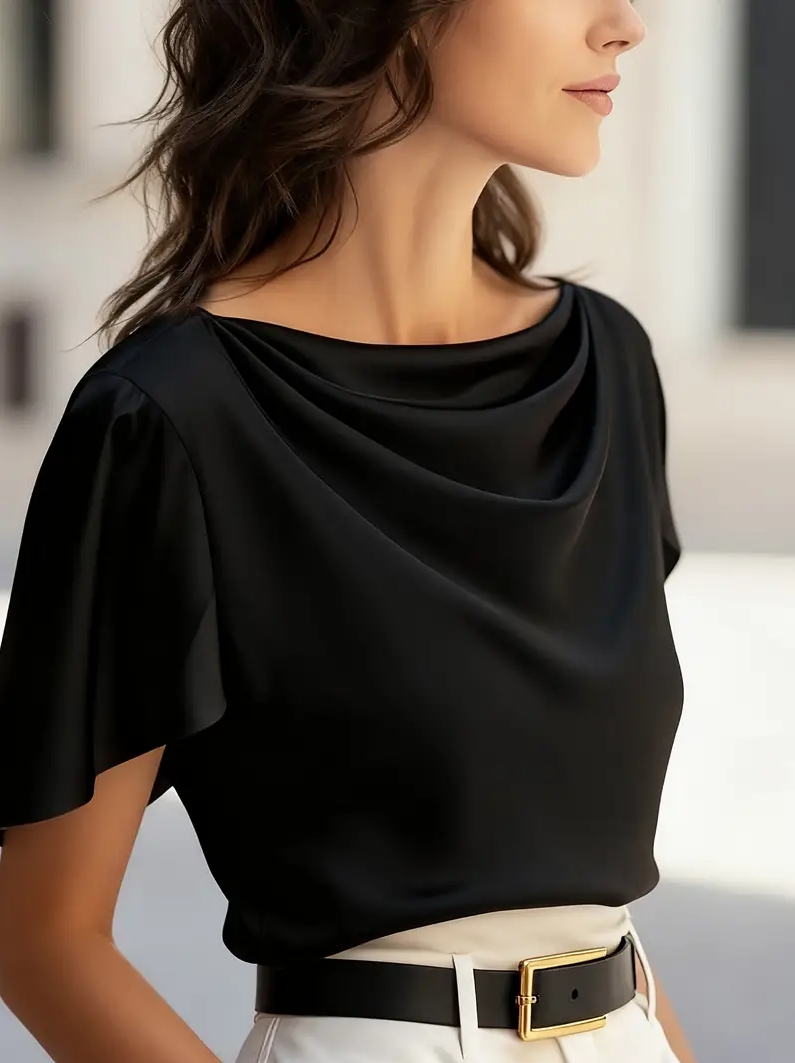 Elegant Draped Collar Butterfl - مراجعة Shirt Camp Collar وسعره