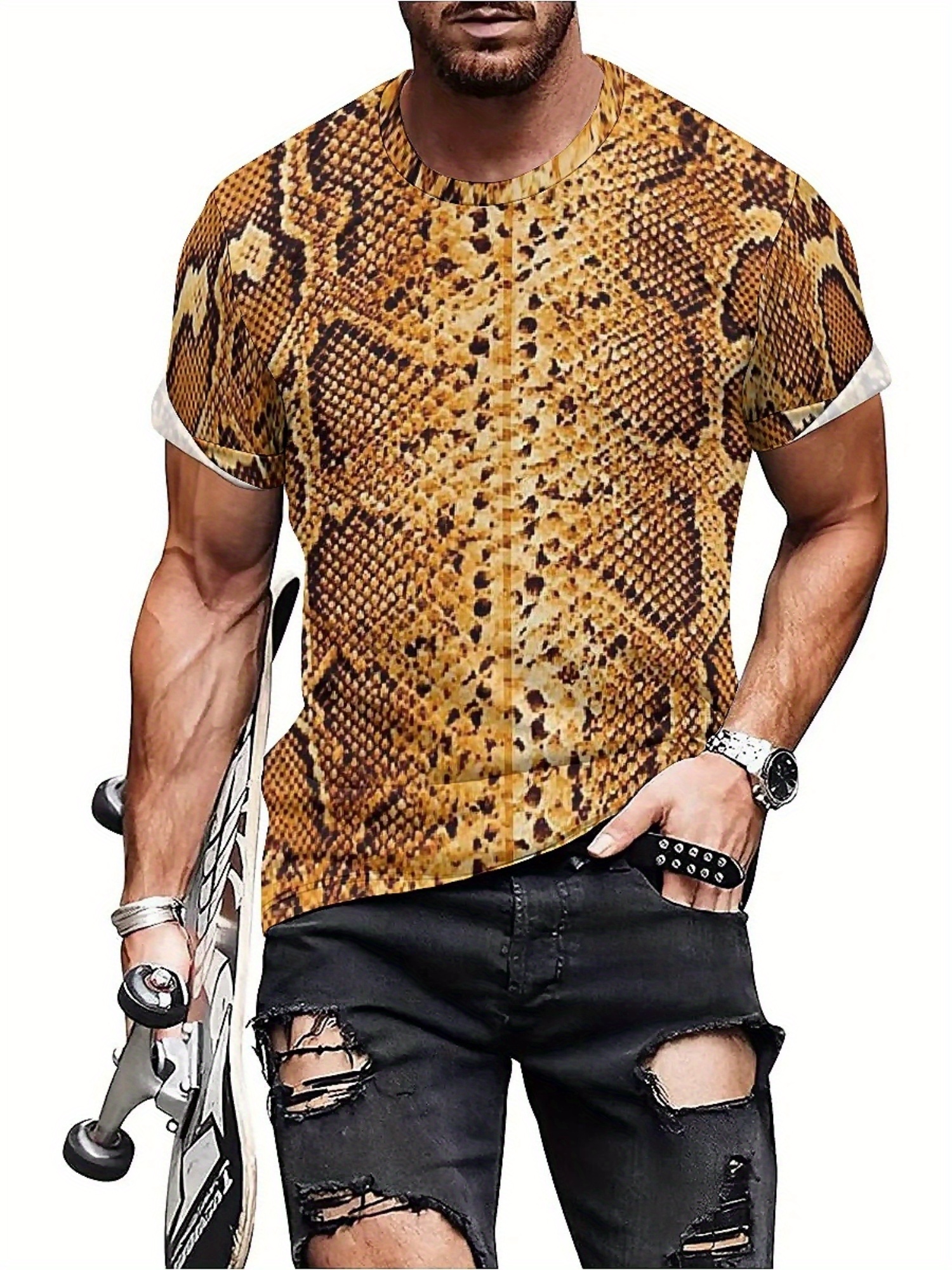 Men'S 3D Print Snake Graphic T - مراجعة Tee Graphic Print وسعره