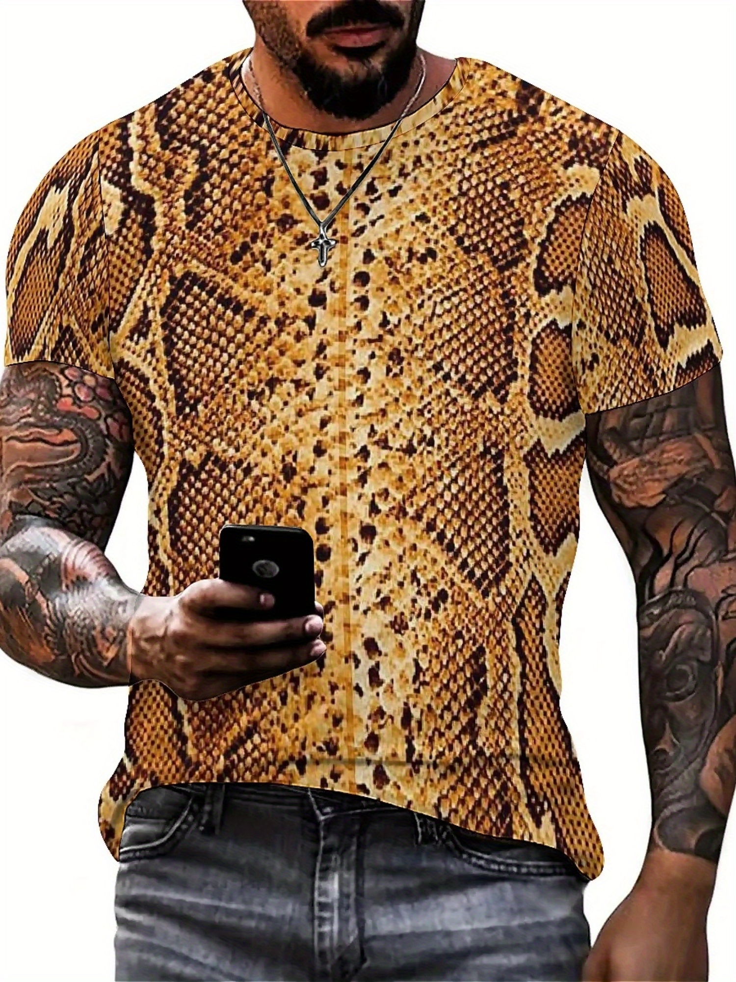 Men'S 3D Print Snake Graphic T - مراجعة Tee Graphic Print وسعره