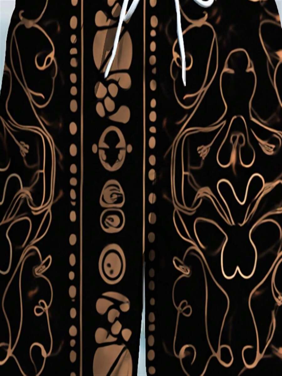 Mens Abstract Geometric Print  - مراجعة Swim Trunk Quick Dry وسعره