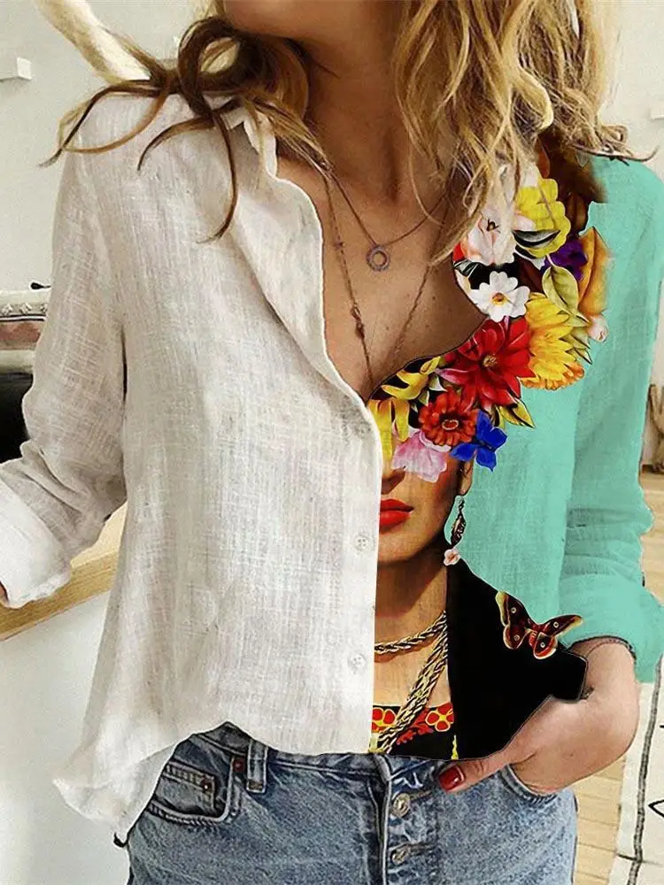 Women Spring And Autumn Long S - مراجعة Shirt Camp Collar وسعره