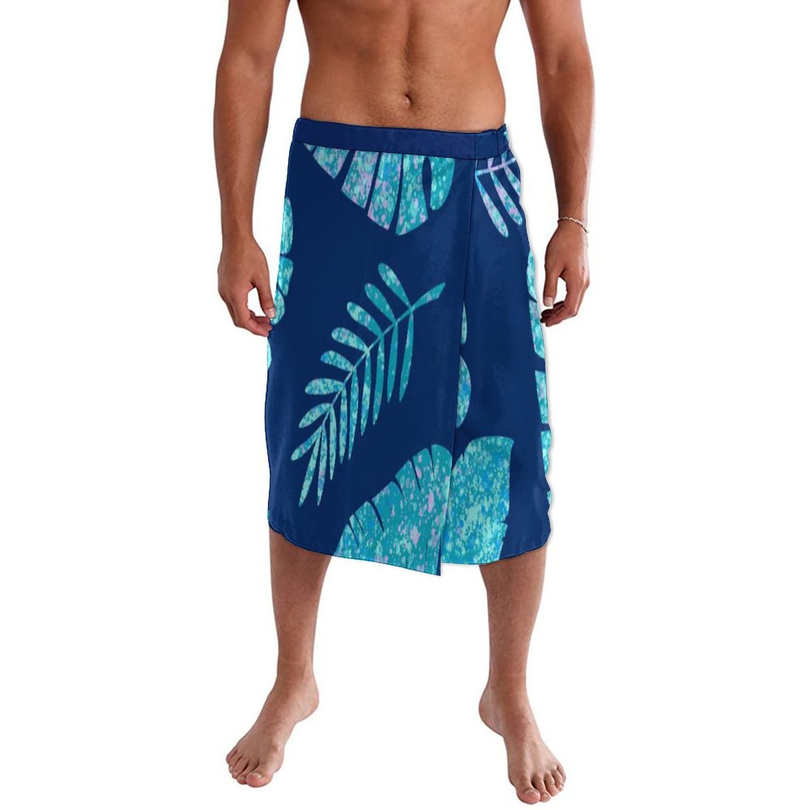 Blue Floral Polynesian Beach W - مراجعة Sarong Men Wrap وسعره