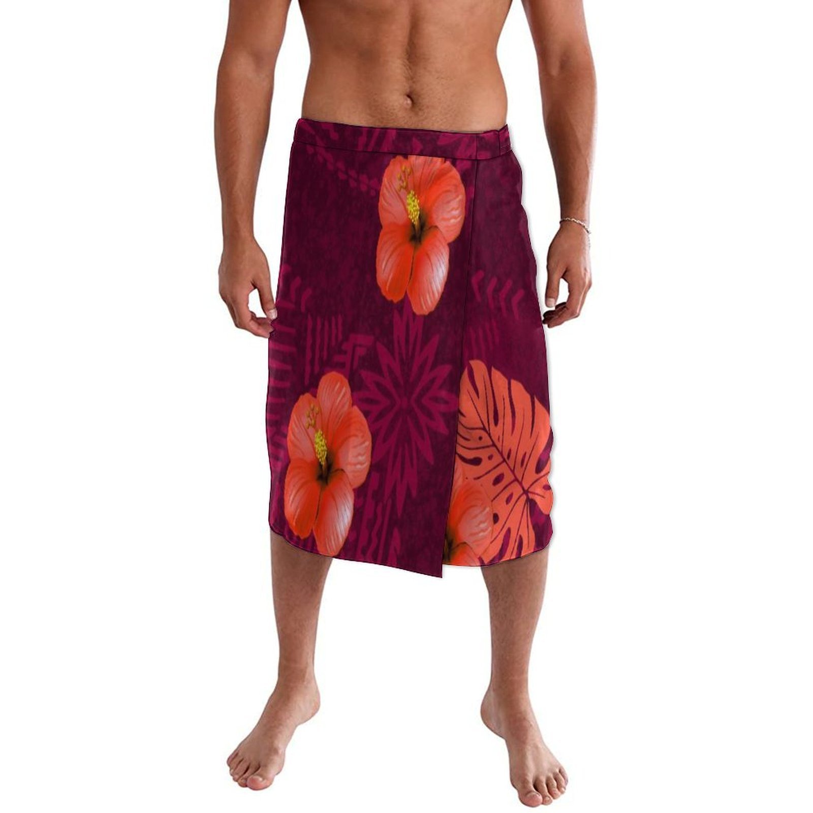 Blue Floral Polynesian Beach W - مراجعة Sarong Men Wrap وسعره
