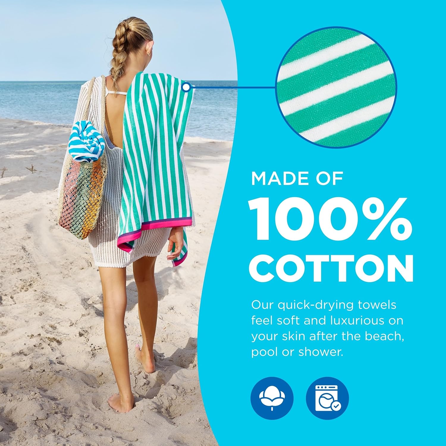 Colorful Racing Striped Beach  - مراجعة Beach Towel Large وسعره