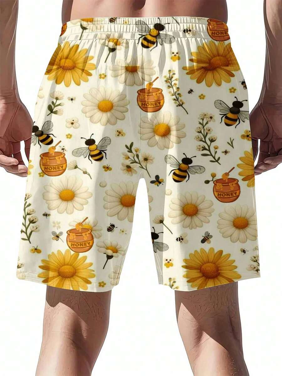 Mens Bee And Daisy Print Swim  - مراجعة Swim Trunk Quick Dry وسعره