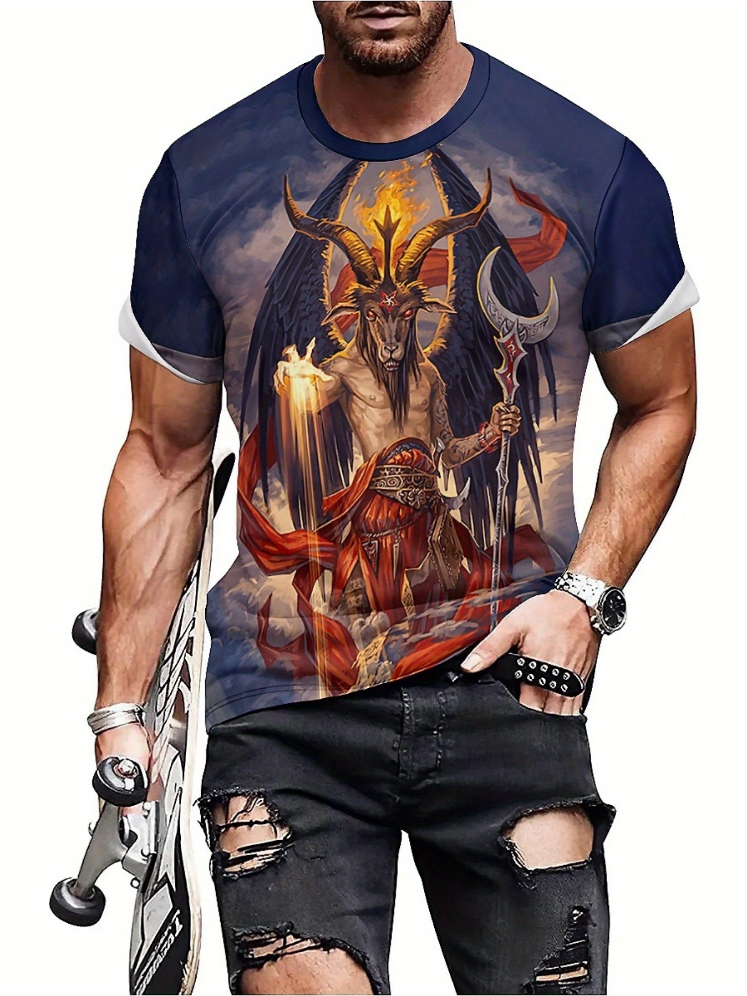 Men's 3D Demon Print T-Shirt | - مراجعة Tee Graphic Print وسعره