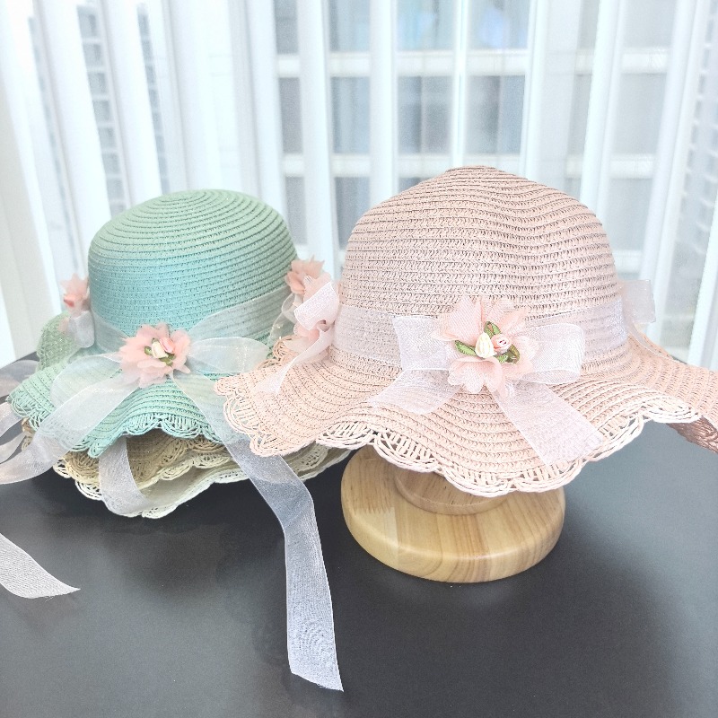 Girls 2pcs Straw Hat Solid Col - مراجعة Bucket Hat Straw وسعره